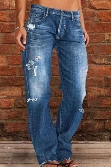 NEW Midiross Ripped Low Waist Straight Leg Jeans, Sz L, Retails $60