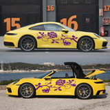 NEW 2 PCS/Set D-545 Rose Pattern Car Modified Decorative Sticker (Purple)