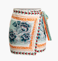 NEW Micas Floral Print Wrap Knot Mini Skirt, Sz XL