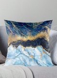 NEW 1pc 14" Blue Gold Marble Style Pillow Case, Polyester Peach Skin Material Cushion Cover, Soft Pillowcase For Room Bed Sofa Decor, Home Ornament Decorations, Pillow Core Not Included