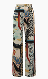 NEW MIcas Floral Print High Waisted Straight Leg Pants, Multicolour! Silk Look & Feel! Great for summer!  Sz M