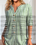 NEW MODLILY® Light Green Button Striped Half Sleeve Blouse, Sz XL, Retails $60