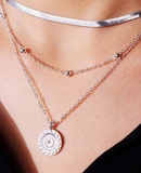 NEW 1pc Elegant Silver-toned Alloy Triple Layered Pendant Necklace