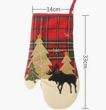 NEW Red Christmas Plaid Print Baking Insulation Glove Oven Mitt