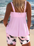 NEW Retails $58, MODLILY® Surplice Feathers Print Light Pink Tankini TOP ONLY, Sz L