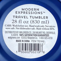 NEW Large Modern Expressions Blue & White Super Dad 28 fl oz Tumbler With Cover