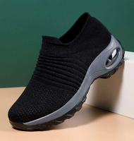 NEW Sporty Black Mesh Detail Slip-on Sneakers - Size 9