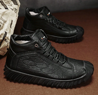 NEW High Top Plus Velvet Pu Leather Casual Shoes, Men's Winter Trendy Work Shoes, Warm - Sz 11 (44)