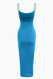 NEW Micas Solid U-neck Backless Slip Maxi Dress with adjustable straps, Sz S