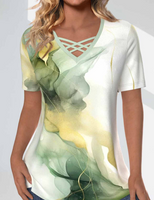 NEW MODLILY® Sage Green Criss Cross Marble Print T Shirt, Sz XL, Retails $69