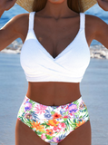NEW Retails $49, MODLILY® Criss Cross Floral Print White Bikini Set, Sz L