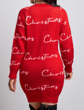 NEW MODLILY DESIGN Red Christmas Print Short Long Sleeve Dress, Sz XXL, Retails $77