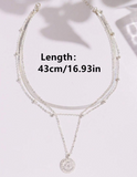 NEW 1pc Elegant Silver-toned Alloy Triple Layered Pendant Necklace