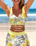 NEW MODLILY® Bowknot Floral Print Light Yellow Bikini Set, Sz L, Retails $82