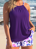 NEW Retails $66, MODLILY® Ruched Floral Print Dark Purple Tankini Set, Sz M