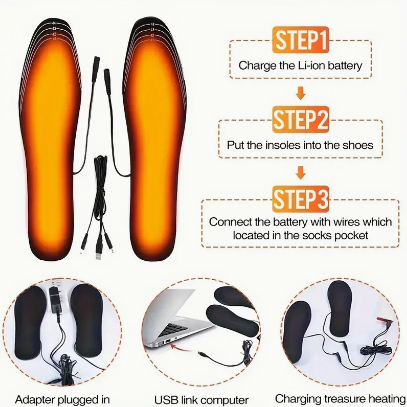 NEW USB Heated Insoles, Electric Foot Warmer, Sock Warmer For Winter Outdoor Sports, Heated Insole For Winter Warmth