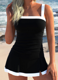 NEW Retails $62, MODLILY® Contrast Binding Patchwork Black Tankini Set, Fits sz L