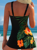 NEW Retails $61, MODLILY® Tie Floral Print Black One Piece Swimdress, Sz M