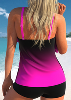 NEW Modlily Design Asymmetrical Ombre Neon Rose Red Tankini Top-No Bottom, Sz L, Retails $80