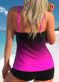 NEW Modlily Design Asymmetrical Ombre Neon Rose Red Tankini Top-No Bottom, Sz L, Retails $80