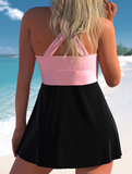 NEW Retails $48, Surplice Black Criss Cross Swimdress with swim shorts (2 Pc), Sz XL