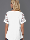 NEW MODLILY® Lace Panel Split Neck Short Sleeve Blouse, Sz XXL, Retails $51