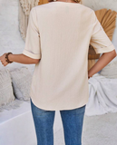 NEW Women's Short Sleeve Shirt With Notch Neck, Sz XL