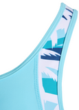 NEW Retails $97, MODLILY® Cut Out Tropical Plants Print Cyan Tankini Set, Sz XL