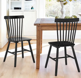 NEW in box! Retails $268! LUE BONA Windsor Solid Wood Dining Chairs For Kitchen And Dining Room Set of 2 - 18.1"D x 18.1"W x 35.1"H - Black!