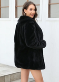 NEW Shawl Collar Button Front Ultra Soft Faux Mink Coat, Elegant Thermal Long Sleeve Fluffy Coat For Winter Satin Lined, Black Women's Clothing, Sz S, Retails $89