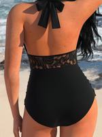 NEW ROTITA Lace Black Patchwork One Piece Swimwear, Sz L, Retails $74