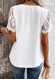 NEW Patchwork White Short Sleeve Asymmetrical Neck Blouse Rosewe®, Sz XL, Retails $68