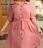 NEW Luneh Plus Drop Shoulder Belted Shirt Dress, Sz 0XL