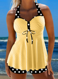 NEW Retails $93, MODLILY® Jacquard Polka Dot Light Yellow Tankini Set, Sz M