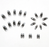 NEW 24 Pieces/Set Moon Star False Nails Full Cover French Stiletto Glue On Nails DIY Manicure Nail Art Tool Black White Silver