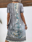 NEW MODLILY® Grey Button Floral Print A Line Short Sleeve Dress, Grey, Sz XL, Retails $82