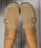 NEW Ladies' Mules With Buckle Decorations, Faux Suede Flat Shoes For Outdoor Activities Or Vacation, Sz 7