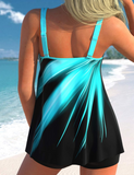 NEW Retails $126, MODLILY® Ombre Cyan Double Straps Tankini Set, Sz XL