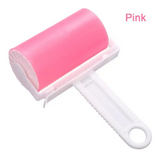NEW Washable Clothes Hair Sticky Roller Reusable Portable Home Cleaning Pet Hair Remover Carpet Bed Sofa Dust Collector, Pink