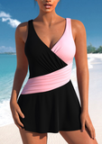 NEW Retails $87, MODLILY® Patchwork Criss Cross Black One Piece Swimdress, Sz M