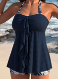 NEW Retails $63, MODLILY® Ruffle Tropical Plants Print Navy Tankini Top Only, Sz XL