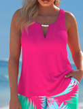 NEW MODLILY® Cut Out Tropical Plants Print Hot Pink Tankini Set, Sz XL, Retails $59