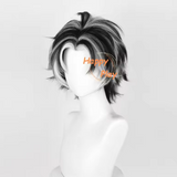 NEW Anime Kotaro Bokuto Cosplay Wig 30cm Silver Wig Black White Wig Heat Resistant Synthetic Hair Halloween