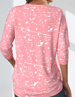 NEW MODLILY® Light Pink Geometric Print Long Sleeve T-Shirt, Sz M