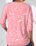 NEW MODLILY® Light Pink Geometric Print Long Sleeve T-Shirt, Sz M