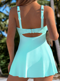 NEW Retails $88, MODLILY® Jacquard Mint Green Square Neck One Piece Swimdress, Sz L