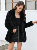 NEW Shawl Collar Button Front Ultra Soft Faux Mink Coat, Elegant Thermal Long Sleeve Fluffy Coat For Winter Satin Lined, Black Women's Clothing, Sz S, Retails $89