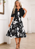 NEW MODLILY DESIGN Black Two Piece Floral Print Dress and Cardigan, Sz M, Retails $52
