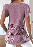 NEW Retails $47, MODLILY® Plus Size Dark Reddish Purple Embroidery T Shirt, Sz 3XL