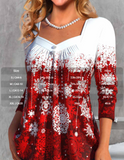NEW MODLILY® Wine Red Button Snowflake Print Long Sleeve T Shirt, Sz L, Retails $45